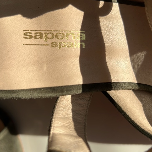 Sapena sandals Suede leather, made in Spain, olive green block heel - Picture 7 of 12